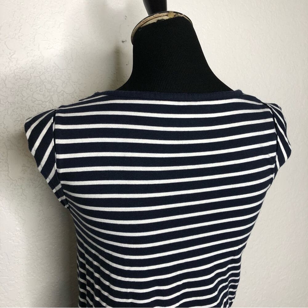 Boden navy blue white striped cap sleeve knit dress size 2R - Picture 10 of 16